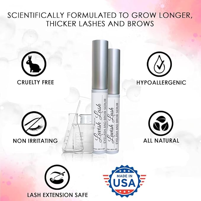Hairgenics Lavish Lash – Eyelash Growth Enhancer & Brow Serum with Biotin & Natural Growth Peptides for Long, Thick Lashes and Eyebrows! Dermatologist Certified, Cruelty Free & Hypoallergenic.