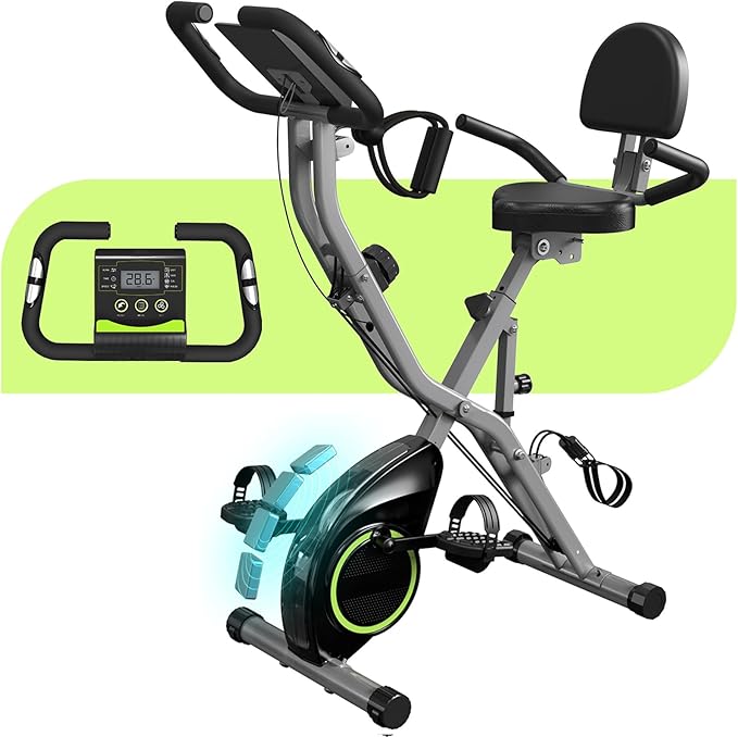 Foldable Exercise Bike Stationary Bikes for Home, 5 IN 1 Indoor Workout Bike, Cycling Bike with 16-Level Quiet Magnetic Resistance, 6.6 LBS Flywheel and 300LBS Capacity, 2025 Designed 817 X-bike