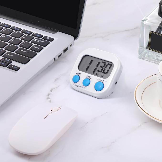 Weewooday 12 Pcs Digital Kitchen Magnetic Timer Bulk Classroom Count up Countdown Timer Large Digits Egg Loud Alarm Cute Desk Stopwatch for Teacher Kids Cooking Office (Stylish Style)