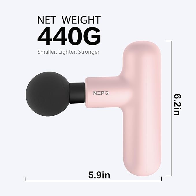 Mini Massage Gun, SK6 Fascial Gun Portable Deep Tissue Percussion Muscle Back Head Massager for Pain Relief with 4 Massage Heads 4 Speed High-Intensity Vibration Rechargeable (Pink)