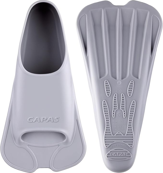 CAPAS Swim Training Fins Comfortable Silicone Lap Swimming Short Blade Floating Flippers with Mesh Bag for Adult Men Women Build Leg Strength