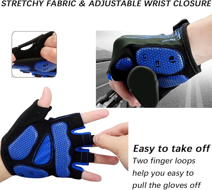 MOREOK Cycling Gloves Bike Gloves for Men/Women-[5MM Gel Pad] Half Finger Bicycle Biking Gloves for Cycling/Weight Lifting/Gym/Motorcycle/Rowing/Outdoor Sports