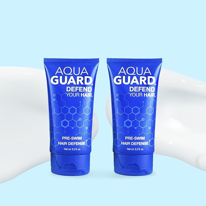 AQUA GUARD Pre-Swim Hair Defense | No More Swim Hair | Prevents Chlorine Damage + Softens Hair While Swimming | Made in California | Color Safe, Leaves Hair Smelling Great | 5.3 oz (2 Pack)