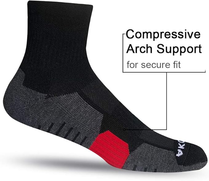 AKOENY Men's Performance Athletic Cushioned Quarter Ankle Socks (6 Pairs)