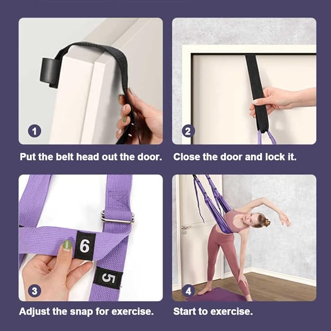 Dance Stretching Equipment - Yoga Strap, Backbend Training Yoga Stretching Rope with Door Anchor, Flexibility Trainer Stretching Equipment Assist Stretch Strap for Fitness Gymnastics Dance Aerial Yoga Ballet