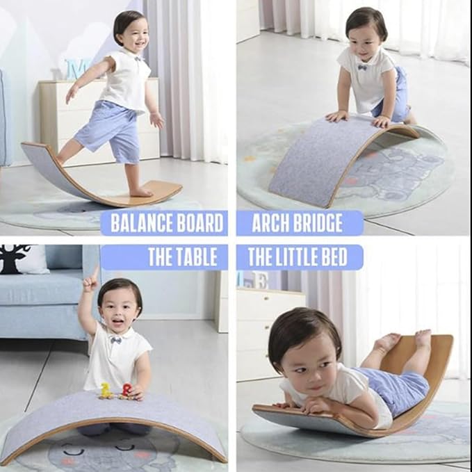 Wooden Wobble Balance Board Gentle Monster 35 Inch Rocker Board trainer, Yoga Curvy Board for Office & Classroom Adult (YELLOW)