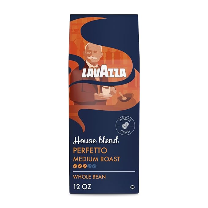 Lavazza House Blend Perfetto Whole Bean Coffee 12oz Bag, Medium Roast, Full-bodied, Intensity 3/5, 100% Arabica, Ideal for Drip Brewers, (Pack of 1) - Package May Vary