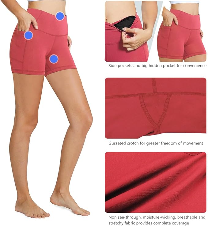 baleaf Women's 8"/ 5"/ 3" Biker Shorts High Waist Yoga Workout Gym Running Volleyball Spandex Shorts with Pockets