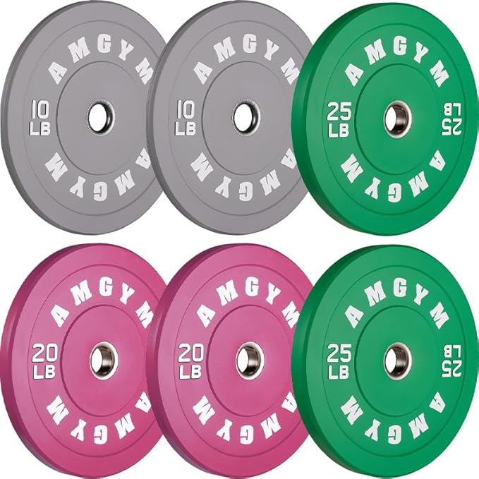 2 Inch Bumper Plates，10-500lbs，Barbell Rubber Olympic Weight Plates Set for Home Gym, Strength Training & Weight Lifting, Multiple Options Colors