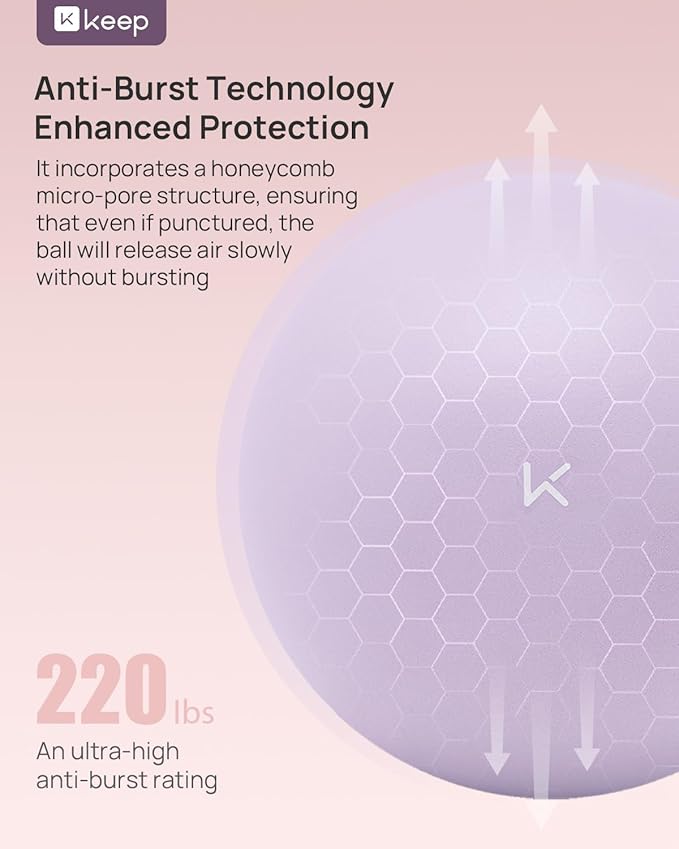 KEEP Pilates Small Exercise Ball Anti-Burst - Thickened Yoga Ball With Pump for Physical Therapy, Fitness, Workout, and Core Strength