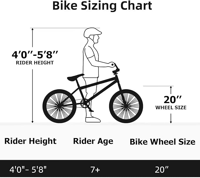WEIZE Freestyle BMX Bike, 20 inch Trick Bicycle for Kids and Adults Men Women, Hi-Ten Steel Frame, 360 Degree Rotor Freestyle, 4 Pegs Single Speed Teen Bike, Beginner-Level to Advanced Riders