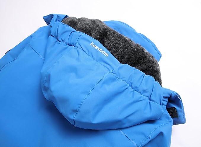 Keevoom Boys Winter Coat Ski Jacket Windproof Kids Snowboard Warm Fleece Snow Coat Waterproof Outdoor Hooded Ski Coats