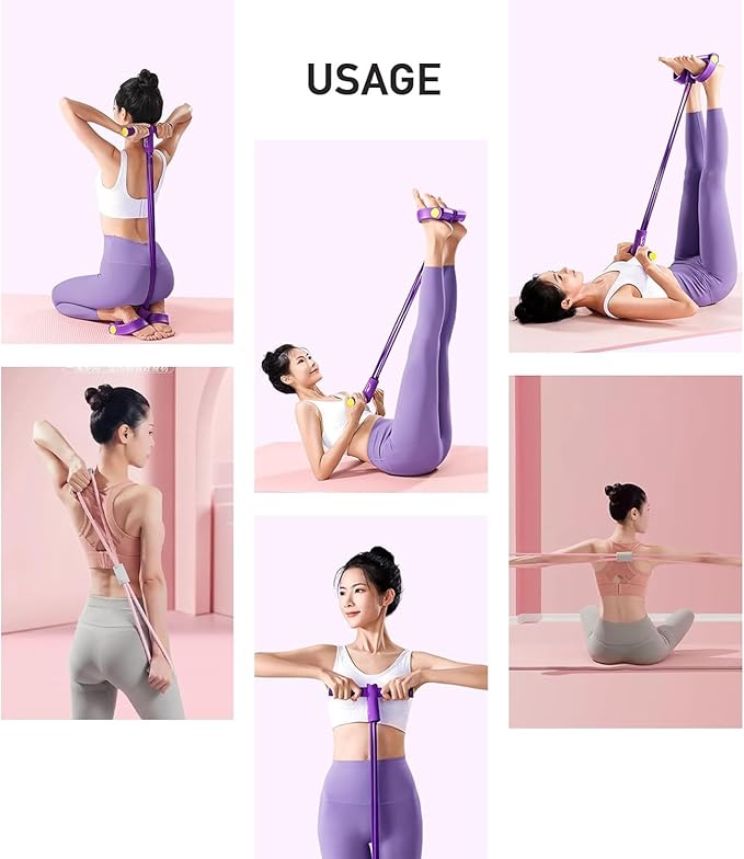 6 Tube Pedal Ankle Puller with 8 Shape Resistance Band, Fitness Resistance Bands for Women, Exercise Bands with Handles, Workout Bands for Abdomen, Waist, Leg, Hip