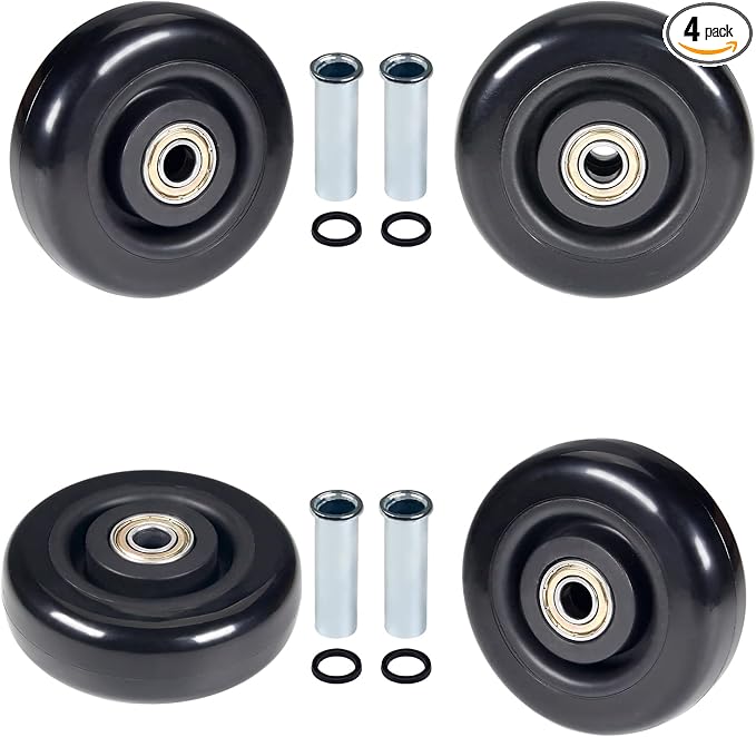 4" x 1.25" Push Cart Wheels PU Caster Wheel Workbech Wheels, Grocery Cart Wheels, Replacement Just Wheels for Platform Trucks, Rolling Instrument Road Cases, Trolleys 4 Inches Wheels 3/8" axle
