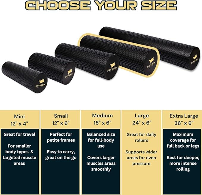 FitNation Foam Roller – High-Density Foam Muscle Roller – Textured Foam Rollers for Muscle Massage, Stretching, Pilates, Yoga