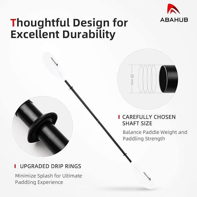 Abahub Kayak Paddle, 90.5 Inches Kayaking Oars for Boating, Canoeing with Free Paddle Leash, Aluminum Alloy Shaft Black/Blue/Green/Orange/Yellow Plastic Blades