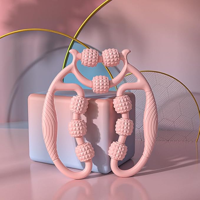 HEEPDD 9 Wheels Muscle Roller, Leg Massager Muscle Relaxation Stretching Roller Foam Roller Deep Tissue Massager for Thigh Arms Leg Waist (Pink)