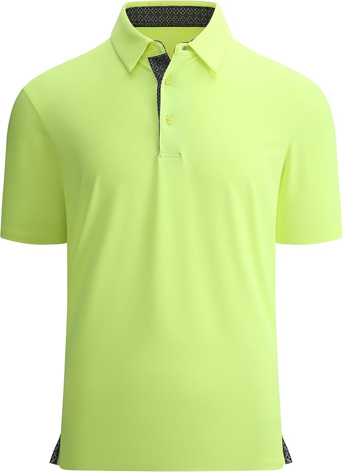 Alex Vando Mens Golf Shirt Moisture Wicking Quick-Dry Solid Short Sleeve Polo Shirts for Men