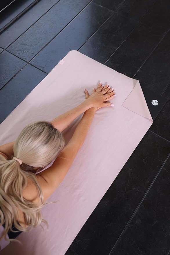 Eunzel Hot Yoga Towel, Super Absorbent Yoga Mat Towel Soft Suede Microfiber Non-Slip Towel for Bikram Pilates and Yoga Mats 72" x 26.5", Pink