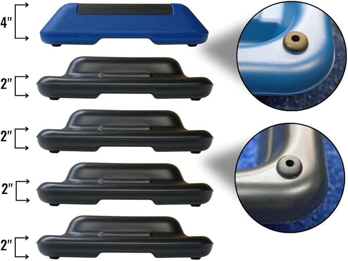 Gronk Fitness 16"x16" Adjustable Aerobic Step Platform with Stackable Step Risers | 4"-6''-8''-10''-12" Step Block, Cardio & Physical Therapy | High-Density Platform for Strength & Endurance Training