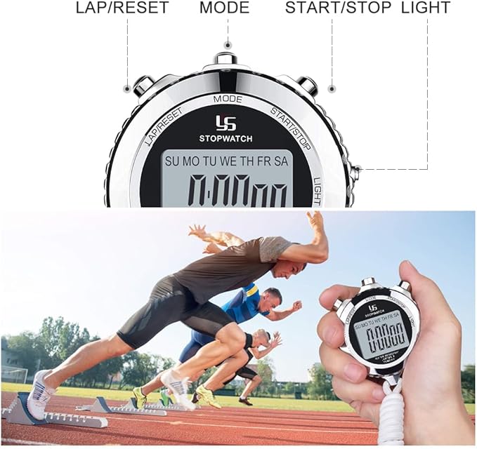 LAOPAO Melt Stopwatch, Clock Daily Rainproof Digital Timer for Sports Match,Competition,Coach,Referee,Training,Timing