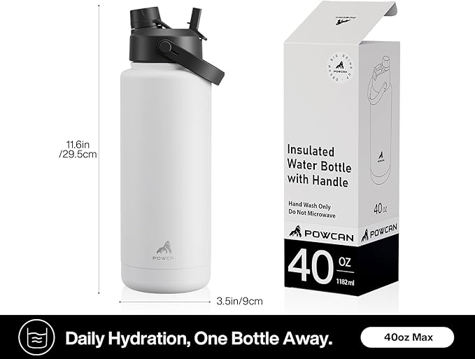 40 oz Insulated Water Bottle with 2-in-1 Straw and Spout Lid, Keep Cold 24H, Leak-Proof, BPA-Free, Double Wall Stainless Steel Water Bottle for Sports, Gym, Travel, and School (Oracle Kittens)