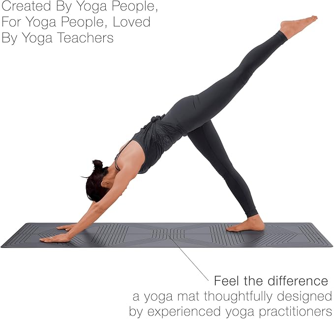 agoy Pro+ Warrior - Premium Non-Slip Yoga Mat – Eco-Conscious Design - PU Mat With Wet/Dry Grip+ - Focus Alignment - Lazer-Etched Technology - A Portable Standard Size Mat for All Styles of Yoga