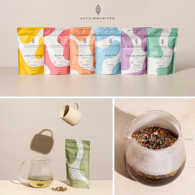 AutoimmuniTea – Soothing Tea Bags for Allergy Relief and Sinus Relief, Organic, Caffeine Free and USDA Certified, Blend of Lemon Balm, Ginger, Nettle, and Licorice, AIP Friendly