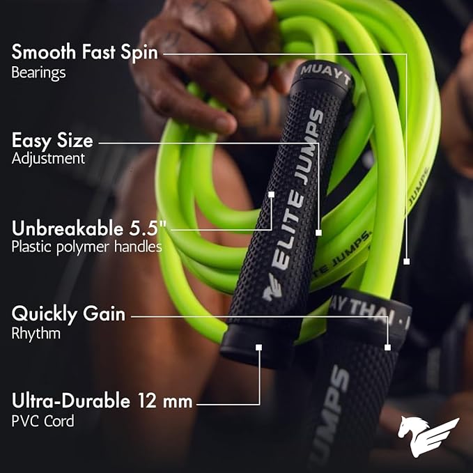 Muay Thai 3.0 Weighted Jump Rope for Men & Women - Professionally Designed for High-Intensity Training | MMA & Fitness - Full Body Workout Weighted Rope