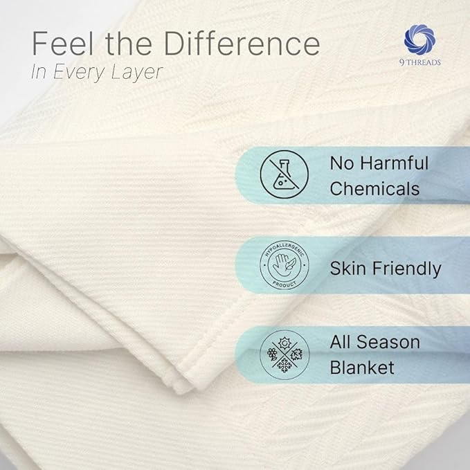 100% Cotton Herringbone Weave Blankets, 66" X 90" Twin, Throw Blanket for Bed, All Season Cotton Blanket, Cozy Blanket,Throws & Bed Blanket, Throw Blanket for Couch, Modern Home Decor -Tusk