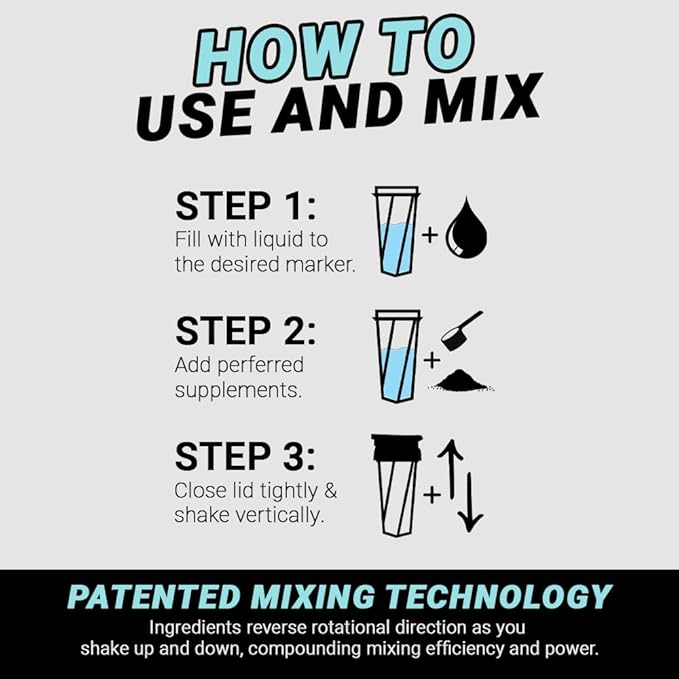 HELIMIX 2.0 Vortex Blender Shaker Bottle Holds upto 28oz | No Blending Ball or Whisk | USA Made | Portable Pre Workout Whey Protein Drink Shaker Cup | Mixes Cocktails Smoothies Shakes | Top Rack Safe