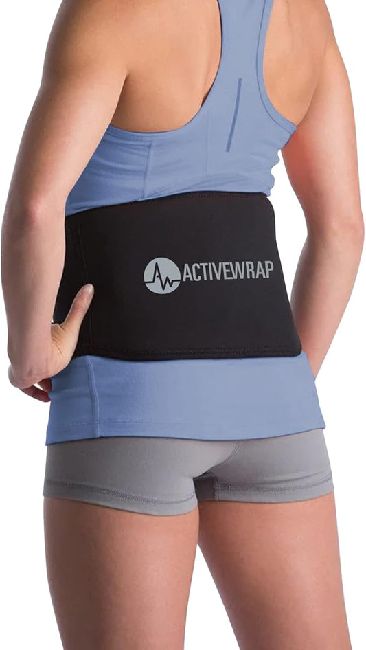 ActiveWrap Back Heat Ice Wrap with Reusable Gel Pack and Support. for Sciatica, Lumbar Strains, Stiffness & Low Back Pain Relief. Portable Heat Compress for Spine Recovery. Hot and Cold Therapy