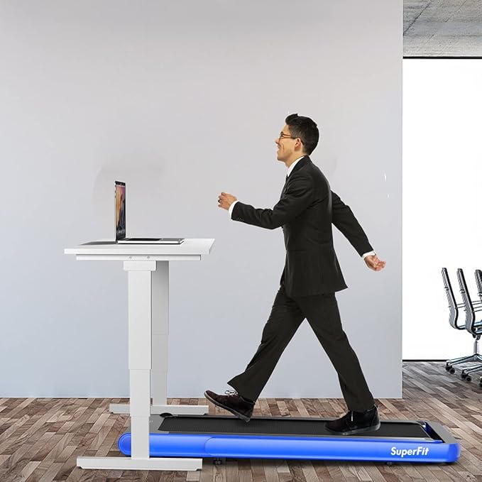 GYMAX Walking Pad, 4.75HP Under Desk Treadmill with LED Touch Screen, App Control, Built-in Speaker & Handle, 2 in 1 Folding Compact Portable Treadmill for Home Small Space