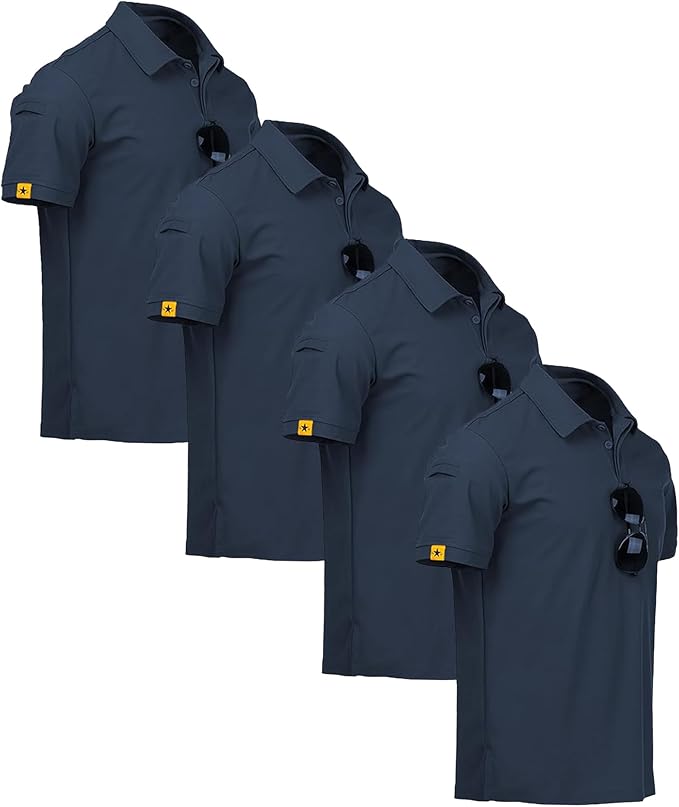 ZITY 4 Pack Mens Polo Shirt Short Sleeve Sports Golf Tennis T-Shirt Athletic Collared Tactical Shirts