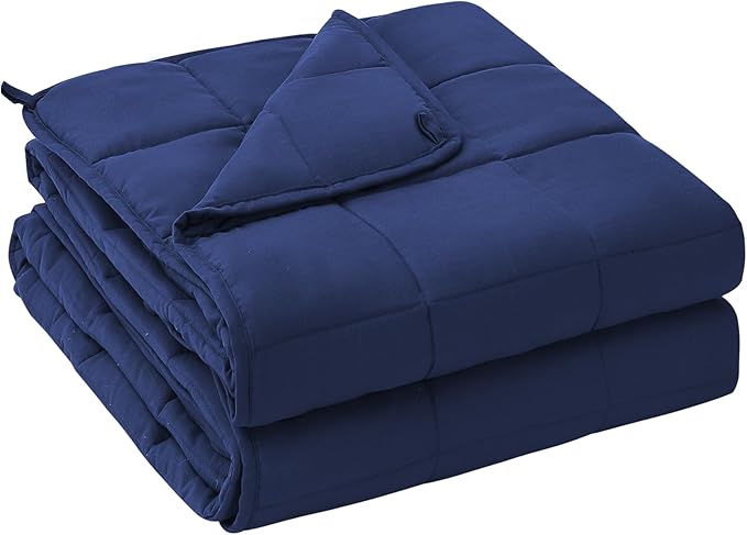 yescool Weighted Blanket for Adults (12 lbs, 60" x 80", Blue) Cooling Heavy Blanket for Sleeping Perfect for 110-130 lbs, Queen Size Breathable Blanket with Premium Glass Bead, Machine Washable