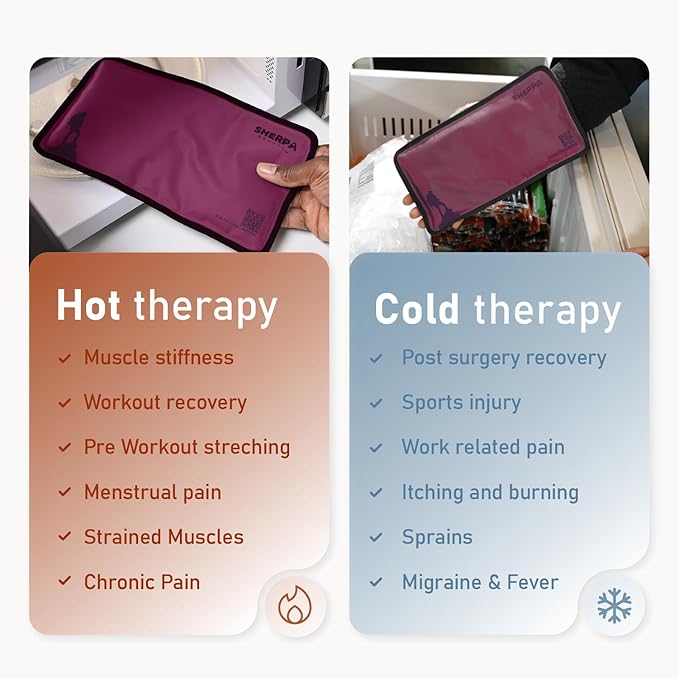 Medium Flexible Gel Ice Packs Reusable - Hot and Cold Soft Ice Packs for Injuries Reusable for Ankle, Arm, Foot, Leg, Back Pain Relief - 8" x 12" - 2PK - Purple