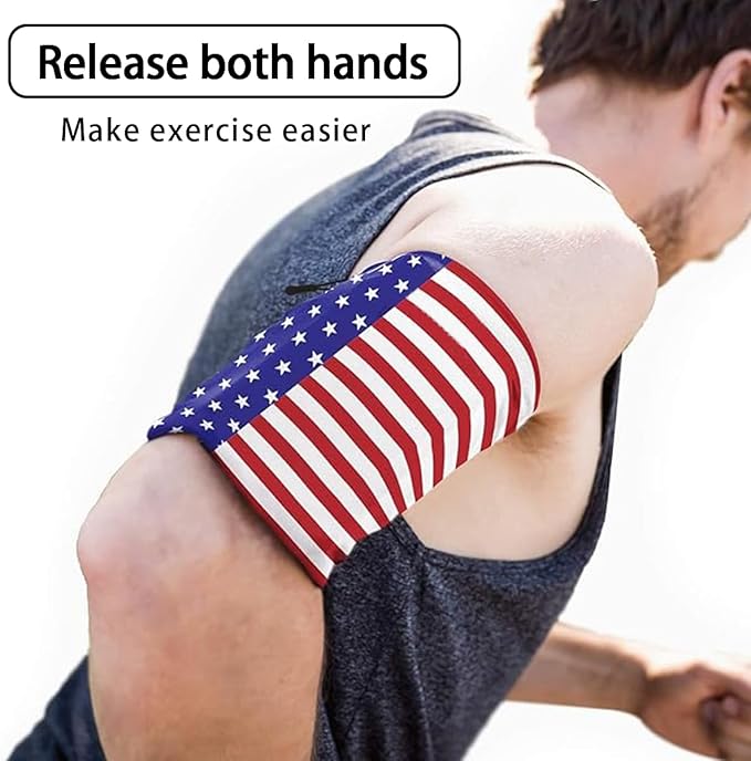 Running Phone Armband for Men Women,Universal Arm Bands for Phones Below 7.5 Inches,Waterproof Cell Phone Armband for Hiking,Running,Cycling,Climbing(Star Stripes M)