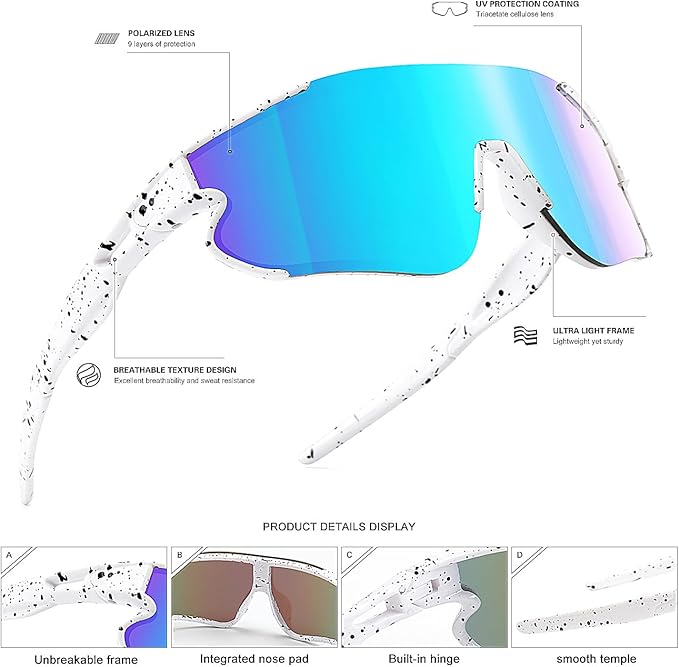 Kids Baseball Sunglasses for Boys Girls Youth Softball Cycling Sports Sunglasses UV400 Protection Age 5-12