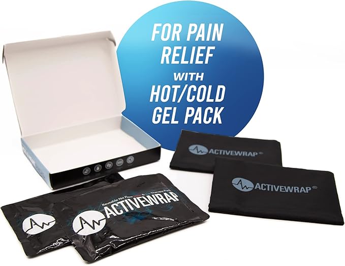 ActiveWrap - Ice Pack for Injuries Reusable Gel Packs, Hot Cold Packs First Aid, Pain Management, Injury Recovery, Ice Compress with Individual Pack Covers, Elbow, Medium, 6 x 9 inches