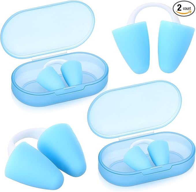 2 Pack Nose Plugs for Swimming for Adults and Kids (Age 7-12), Waterproof Soft Silicone Swimming Protectors Nose Block Nostril Plugs for Swimmers Surfers Water Sports