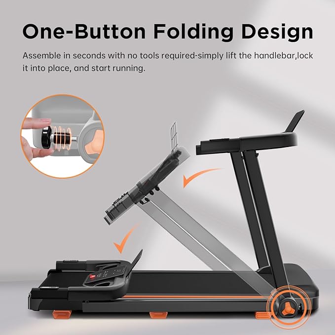 Treadmills for Home, 3.0HP Quiet Brushless Foldable Treadmill with Incline, Small Space Portable Running Walking Machine, 300/240 Lbs Capacity with 12 Preset PROG, LED Display and Phone Holder