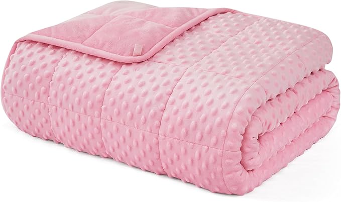 L'AGRATY Weighted Blanket for Adult - 60"x80" 20lbs Minky Dots Heavy Blanket with Glass Beads: Soft Breathable for All-Season Summer Fall Winter Thick Comfort for Sleeping