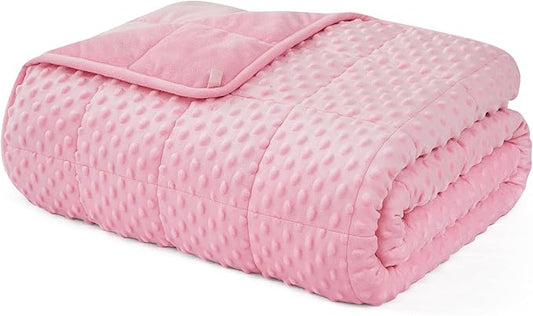 L'AGRATY Weighted Blanket for Adult - 60"x80" 20lbs Minky Dots Heavy Blanket with Glass Beads: Soft Breathable for All-Season Summer Fall Winter Thick Comfort for Sleeping