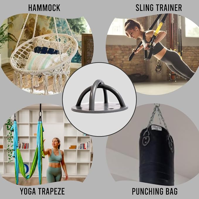 Ceiling Hooks - Industrial Strength Hold Up to 600 lbs, Includes Anchors & Bolts Yoga Starter Set - Suitable for Gym Rings, Suspensions, Indoor/Outdoor Use