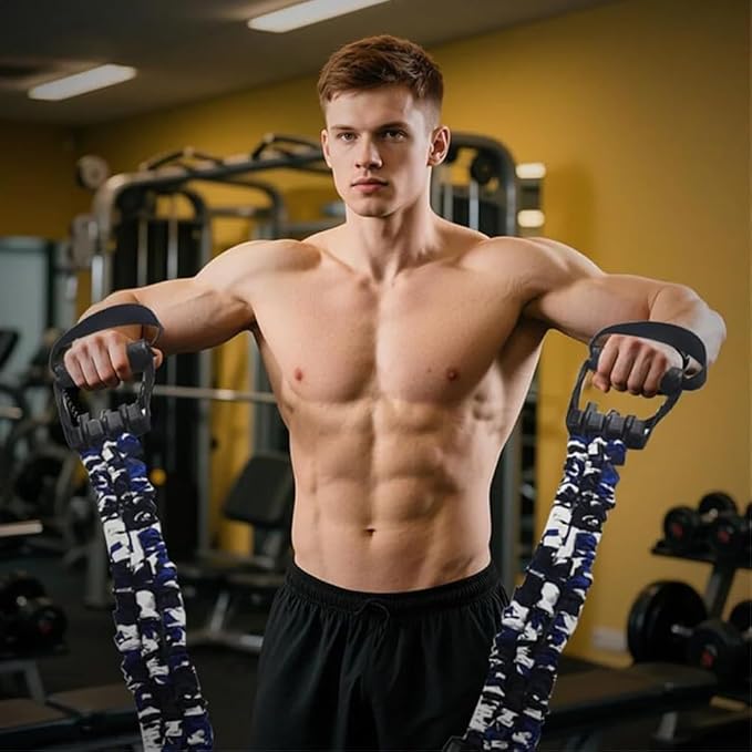 Natural Latex 3-Hole Resistance Stretcher, 2025 New Chest Expander Stretch Bands for Men, High Elasticity & Tear Resistant Exercise Bands with Handles, Full-Body Basic Training