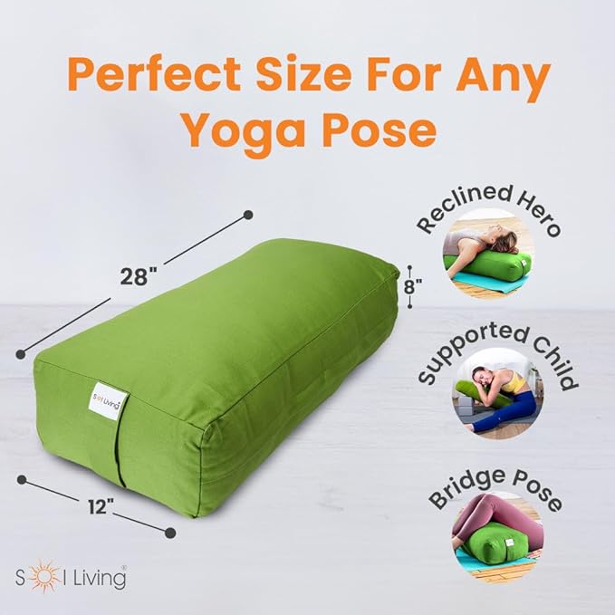 Sol Living Yoga Bolster Pillow Rectangular Meditation Cushion Cotton Meditation Accessories for Restorative Yoga Meditation Pillow Yoga Pillow Firm Body Pillow Bolster Pillow for Legs Removable Cover