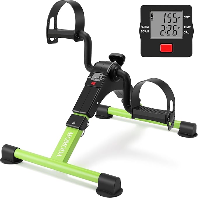 Pedal Exerciser Desk Exercise Bike Leg and Arm Bike with LCD Monitor Foldable (black/green)
