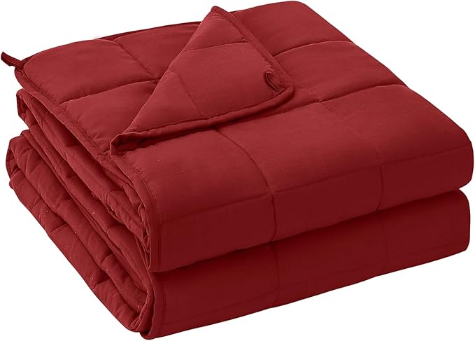 yescool Weighted Blanket for Adults (15 lbs, 48" x 72", Red) Cooling Heavy Blanket for Sleeping Perfect for 140-160 lbs, Twin Size Breathable Blanket with Premium Glass Bead, Machine Washable