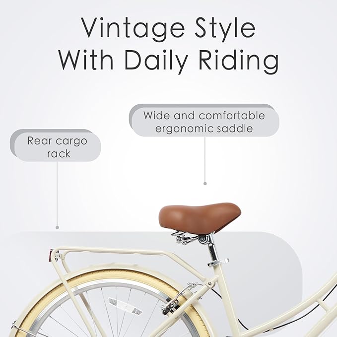 AVASTA Astrid Vela Hybrid Bike for Adult Women Female Lightweight Step Through 26 Inch High Tensile Steel Frame City Commuter Comfort Lady Bicycle, 6-Speed, Multiple Colors