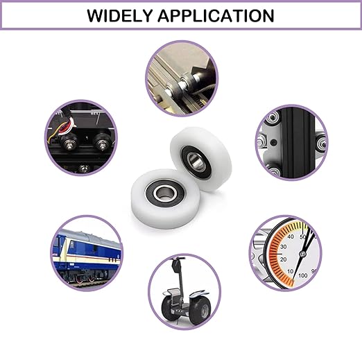MroMax Roller Idler Bearing Pulley-6 x 33 x 7mm Sliding Conveyor Nylon Wheel with 626ZZ Bearing for Furniture, Hardware Accessories and Mobile Door White 4Pcs